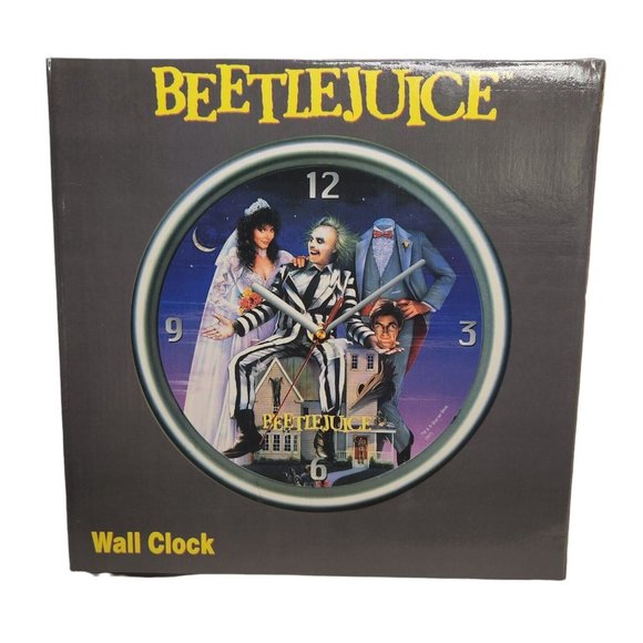 Vintage Beetlejuice Wall Clock Tim Burton 2001 Movie Collectible Home Decor - Picture 1 of 3